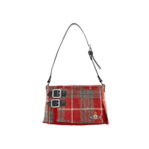 ORB Buckle Strap Check Shoulder Bag red 