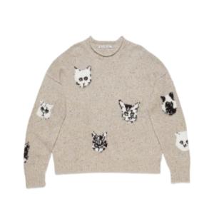 Cat jacquard crewneck knit