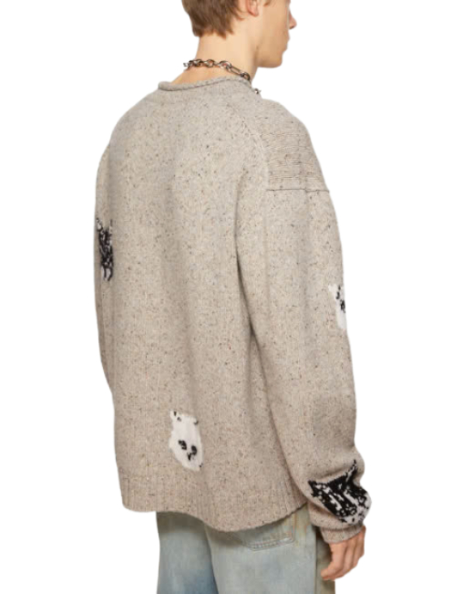 Cat jacquard crewneck knit