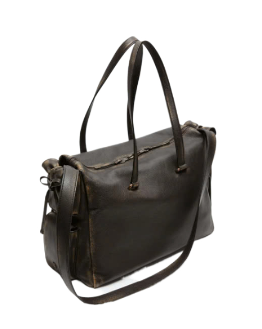 Multi-pocket leather tote bag