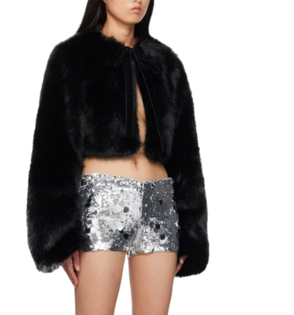 ALYANA Drawstring Faux Fur Jacket 