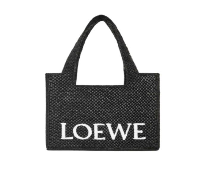 FONT LOGO EMBROIDERED RAFIA SMALL TOTE BAG