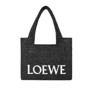 FONT LOGO EMBROIDERED RAFIA SMALL TOTE BAG