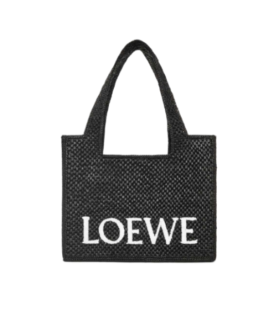 FONT LOGO EMBROIDERED RAFIA SMALL TOTE BAG