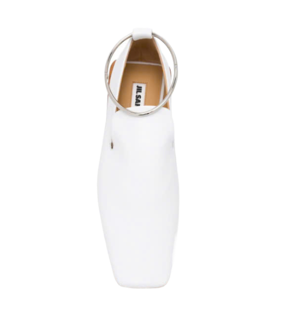 ANKLE CUFF SQUARE TOE LOAFERS WHITE