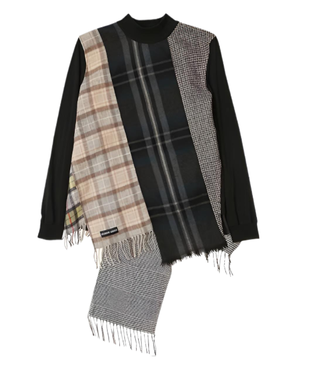 REGENERATED TARTAN SCARVES HYBRID SWEATSHIRT