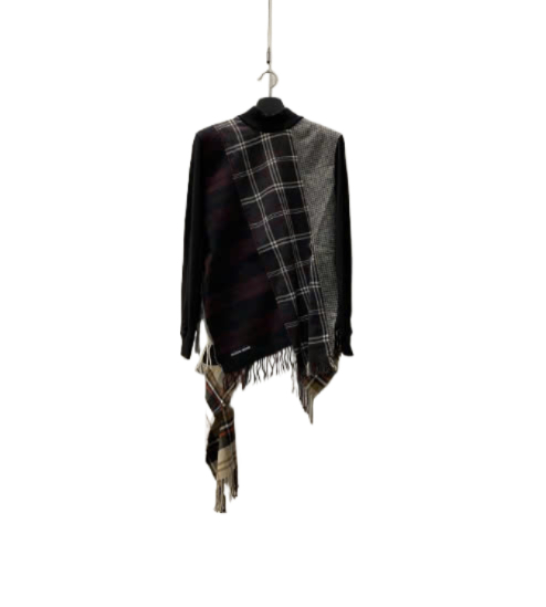 REGENERATED TARTAN SCARVES HYBRID SWEATSHIRT