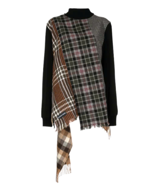 REGENERATED TARTAN SCARVES HYBRID SWEATSHIRT