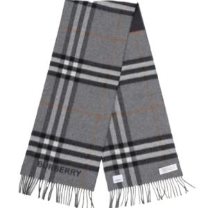 Contrast check cashmere scarf