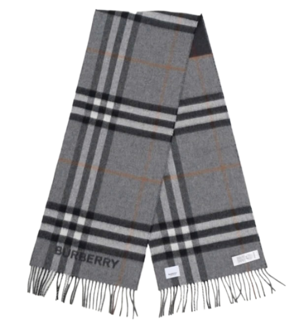 Contrast check cashmere scarf