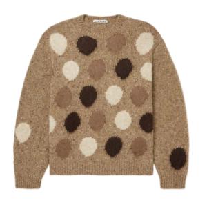 Polka-Dot Intarsia Logo Wool Sweater Knit Brown