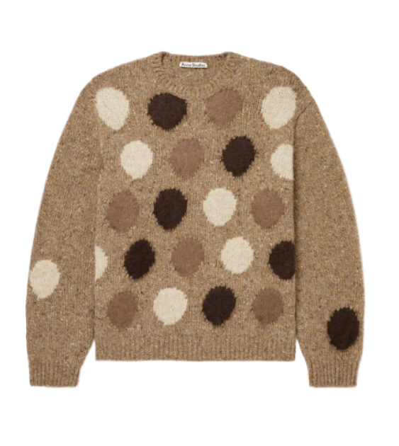 Polka-Dot Intarsia Logo Wool Sweater Knit Brown