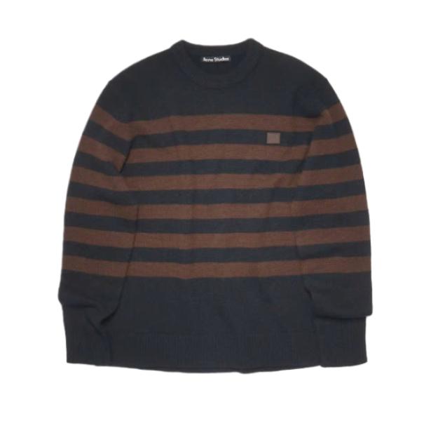 Nimah Stripe Face Sweater Black Brown