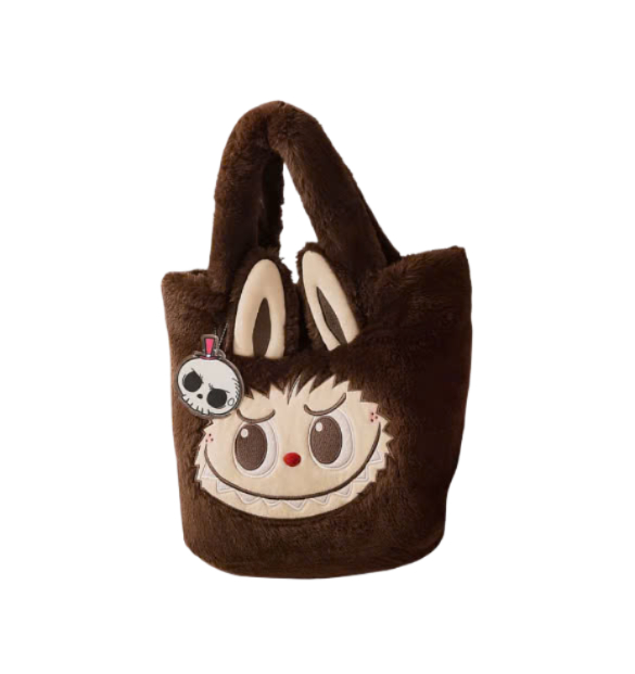 Labubu Classic Bag Series Reversible Plush Bag Brown