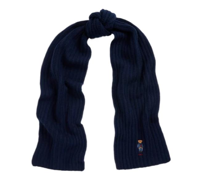 Polo Bear Ribbed Knit Scarf 