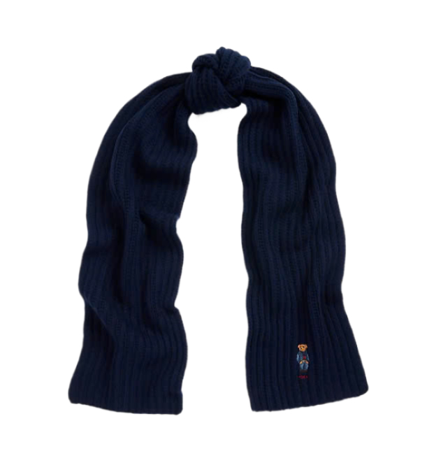 Polo Bear Ribbed Knit Scarf 