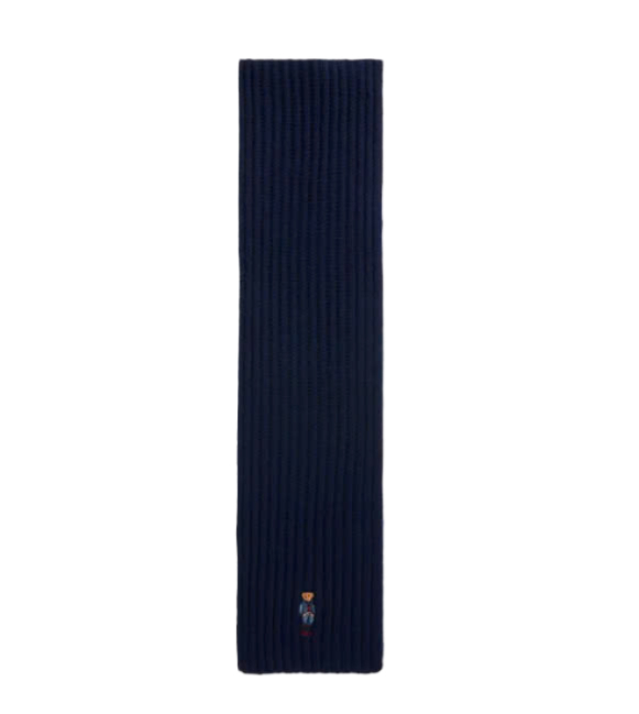 Polo Bear Ribbed Knit Scarf 