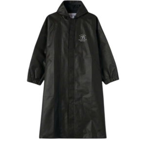 Logo Long Raincoat - Black