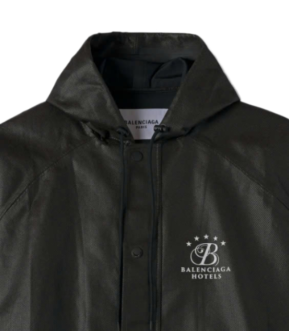 Logo Long Raincoat - Black