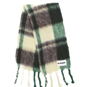 Braided tassel mohair wool check scarf