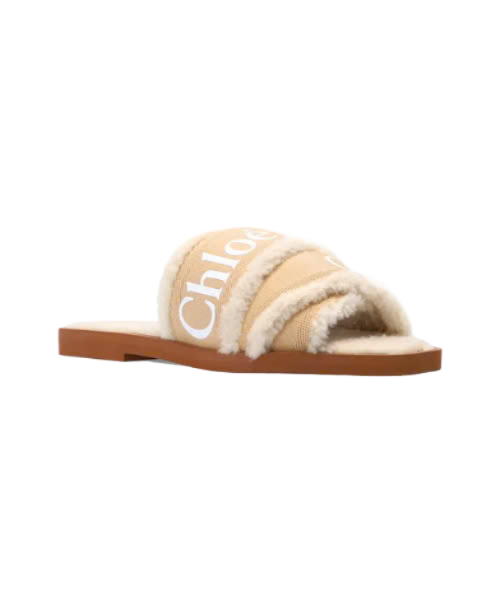 22SS WOODY SHEARLING FLAT MULE RUGBY TAN