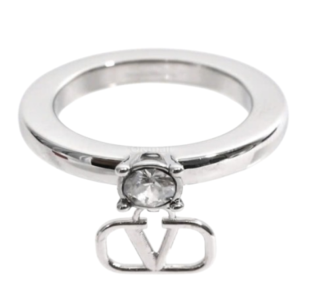 Swarovski® Crystal Mini V Logo Metal Ring