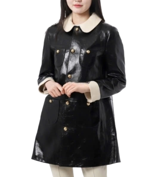 Babydoll leather coat