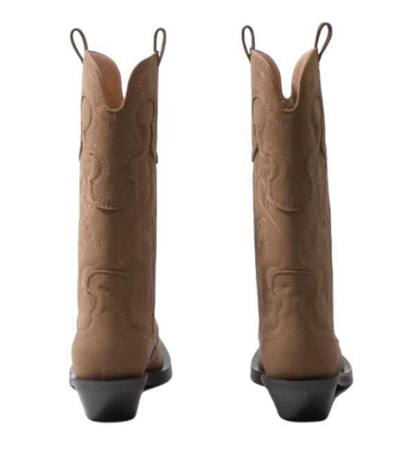 Suede mid-shaft embroidered western boots