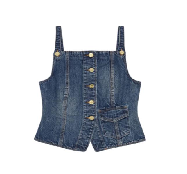 Dark Blue Heavy Washed Denim Top