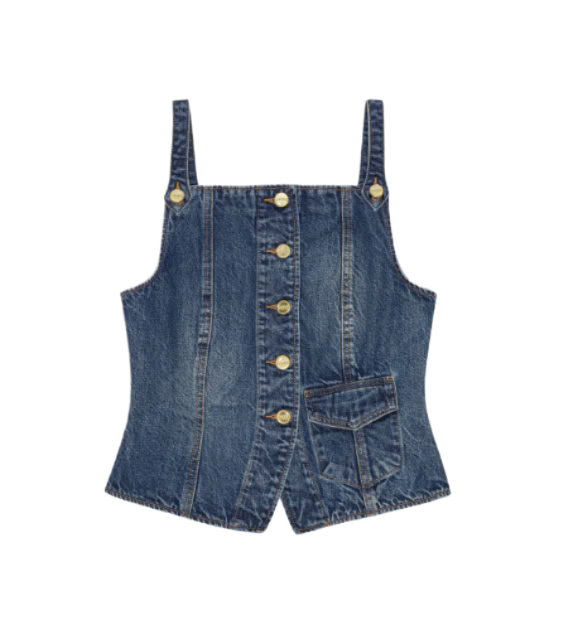 Dark Blue Heavy Washed Denim Top