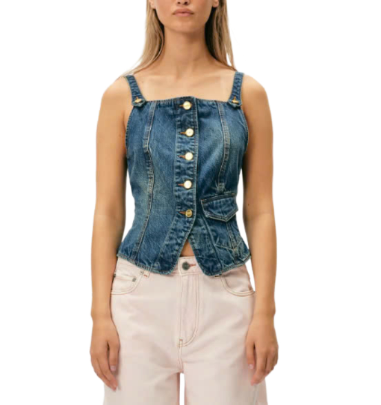 Dark Blue Heavy Washed Denim Top