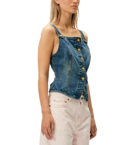 Dark Blue Heavy Washed Denim Top