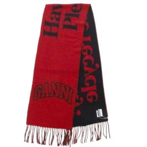 Red Fringe Wool Scarf