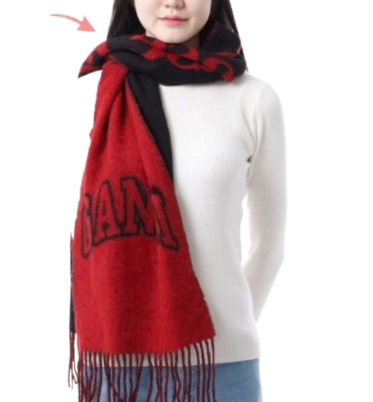 Red Fringe Wool Scarf