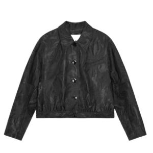 Black textured cloqué short jacket