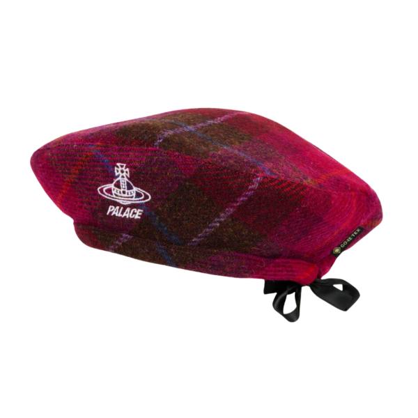  Palace x Vivienne Westwood Gore-Tex Harris Tweed Beret Plaid Pink 