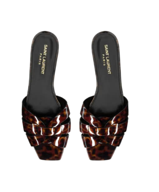 Tribute Flat Mule Tortoiseshell Patent Leather