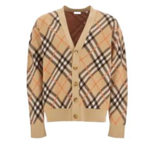 Checked Wool Mohair Blend Cardigan