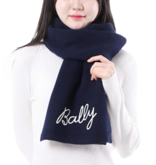 Logo embroidered wool scarf