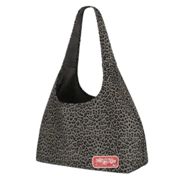 Kashiko Leopard Print Shoulder Bag Blue Gray