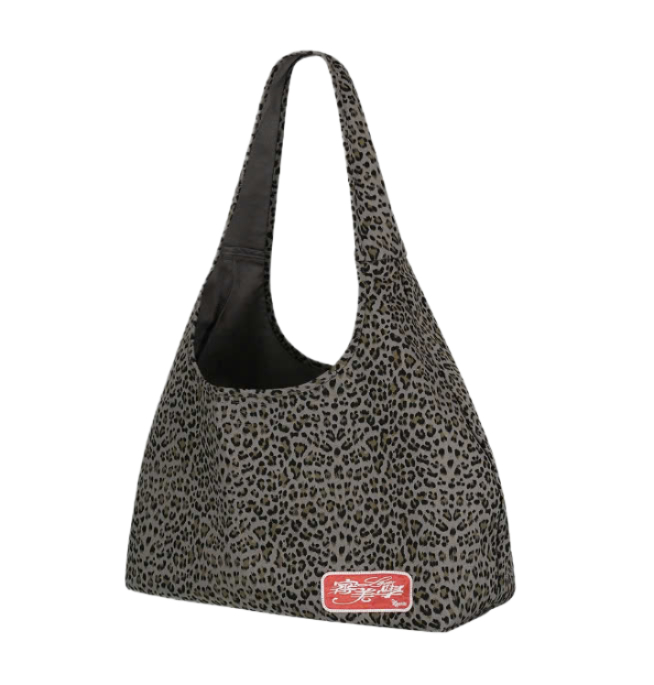 Kashiko Leopard Print Shoulder Bag Blue Gray