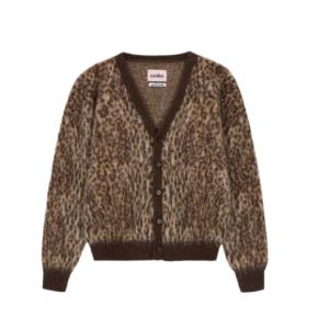 As If Calie Leopard Knit Cardigan Brown