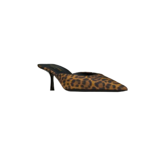 Barbara Mules In Leopard Grosgrain Manto Natural