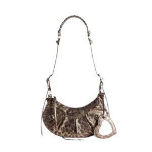 Le Cagole Xs Shoulder Bag Metallized With Leopard Printin Brown