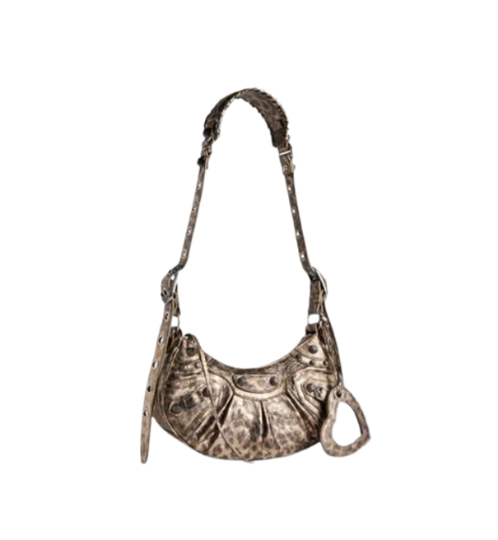 Le Cagole Xs Shoulder Bag Metallized With Leopard Printin Brown