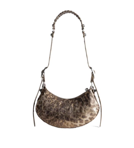 Le Cagole Xs Shoulder Bag Metallized With Leopard Printin Brown