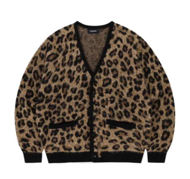 LEOPARD HAIRY KNIT CARDIGAN BROWN