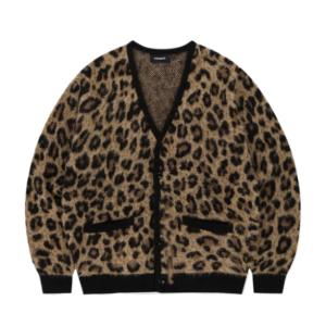 LEOPARD HAIRY KNIT CARDIGAN BROWN