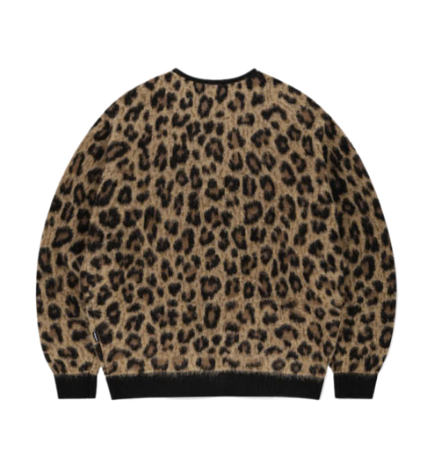 LEOPARD HAIRY KNIT CARDIGAN BROWN