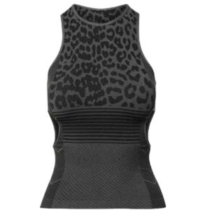 Jacquard leopard cutout sleeveless top